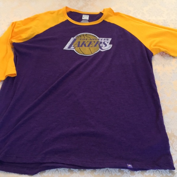 Hardwood Classics by Majestic slubknit Lakers baseball jersey - Picture 3 of 10